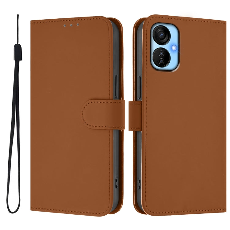 For Tecno Spark 9T / 9 Pro Skin Feel Solid Color Leather Phone Case with Lanyard
