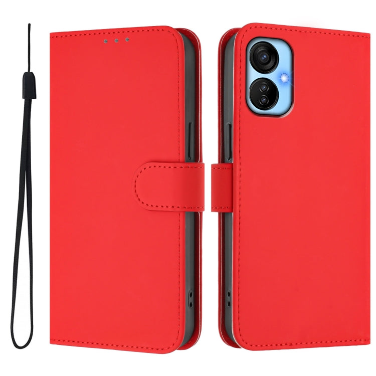 For Tecno Spark 9T / 9 Pro Skin Feel Solid Color Leather Phone Case with Lanyard