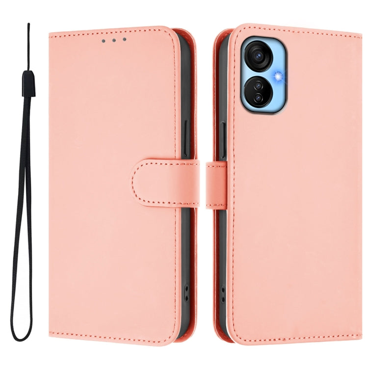 For Tecno Spark 9T / 9 Pro Skin Feel Solid Color Leather Phone Case with Lanyard
