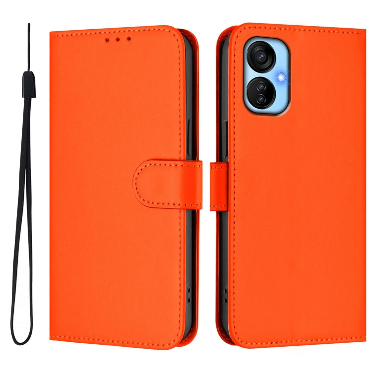 For Tecno Spark 9T / 9 Pro Skin Feel Solid Color Leather Phone Case with Lanyard