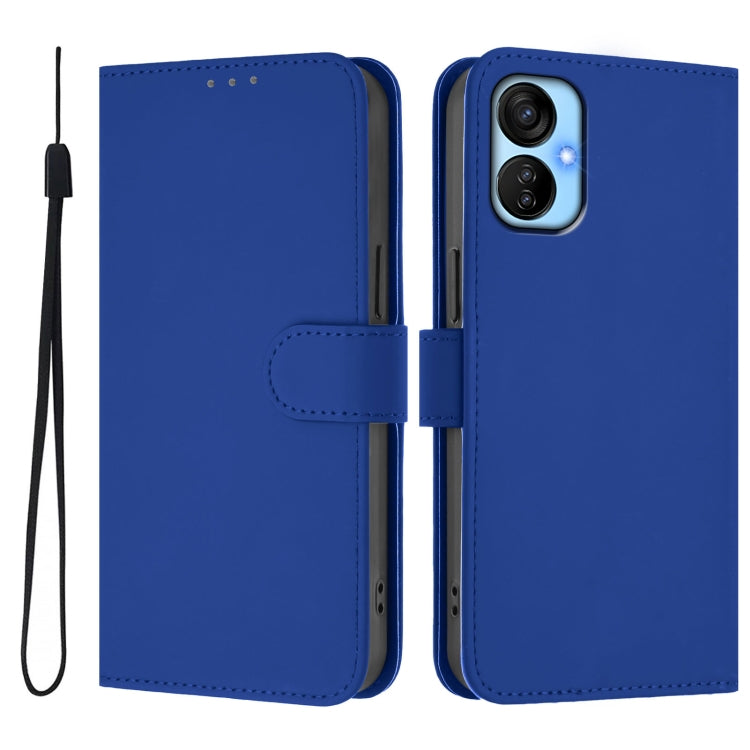 For Tecno Spark 9T / 9 Pro Skin Feel Solid Color Leather Phone Case with Lanyard