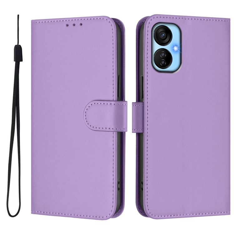 For Tecno Spark 9T / 9 Pro Skin Feel Solid Color Leather Phone Case with Lanyard