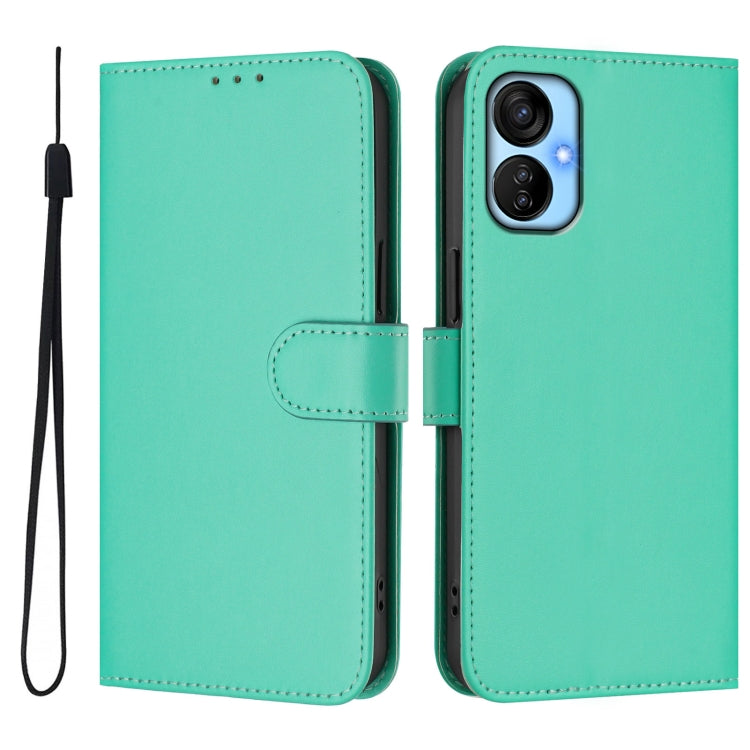 For Tecno Spark 9T / 9 Pro Skin Feel Solid Color Leather Phone Case with Lanyard