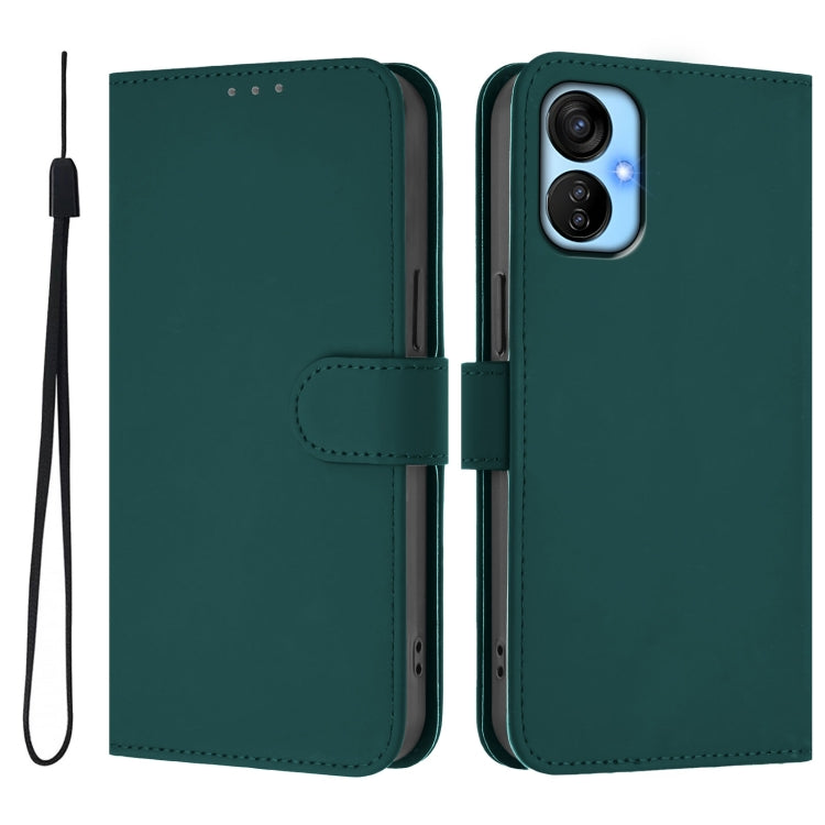 For Tecno Spark 9T / 9 Pro Skin Feel Solid Color Leather Phone Case with Lanyard