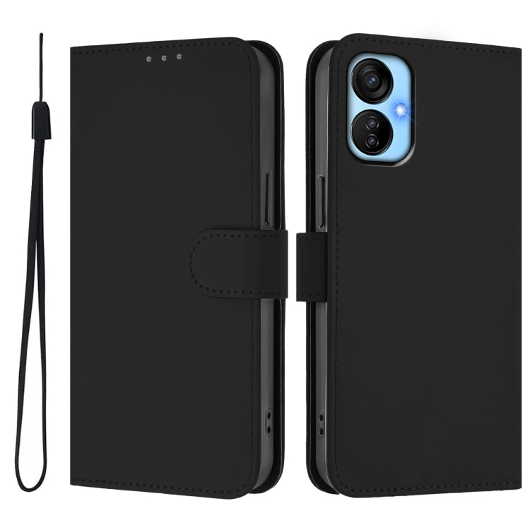 For Tecno Spark 9T / 9 Pro Skin Feel Solid Color Leather Phone Case with Lanyard
