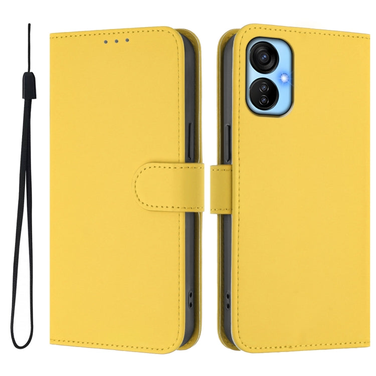 For Tecno Spark 9T / 9 Pro Skin Feel Solid Color Leather Phone Case with Lanyard