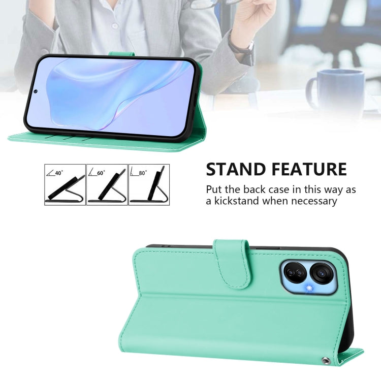 For Tecno Spark 9T / 9 Pro Skin Feel Solid Color Leather Phone Case with Lanyard