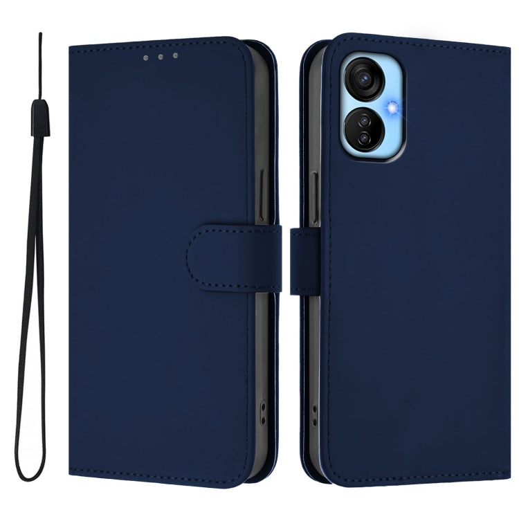 For Tecno Spark 9T / 9 Pro Skin Feel Solid Color Leather Phone Case with Lanyard
