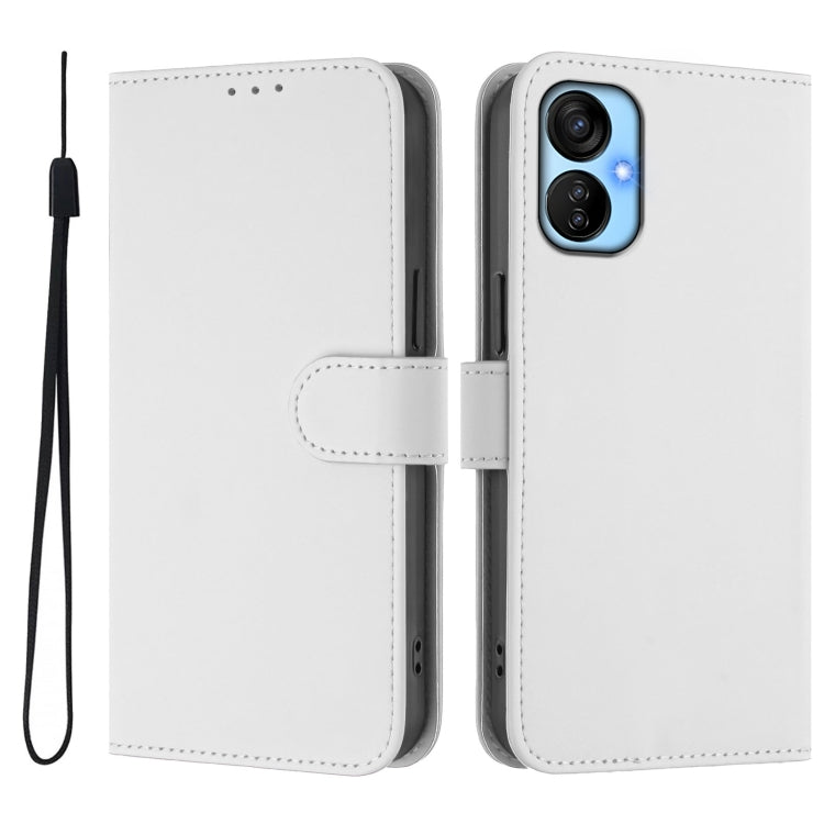 For Tecno Spark 9T / 9 Pro Skin Feel Solid Color Leather Phone Case with Lanyard