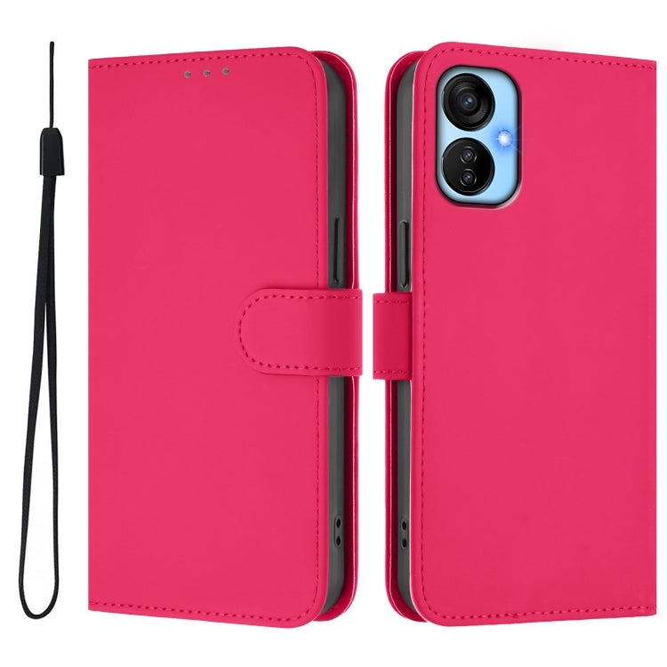 For Tecno Spark 9T / 9 Pro Skin Feel Solid Color Leather Phone Case with Lanyard