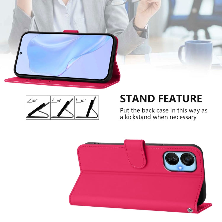 For Tecno Spark 9T / 9 Pro Skin Feel Solid Color Leather Phone Case with Lanyard