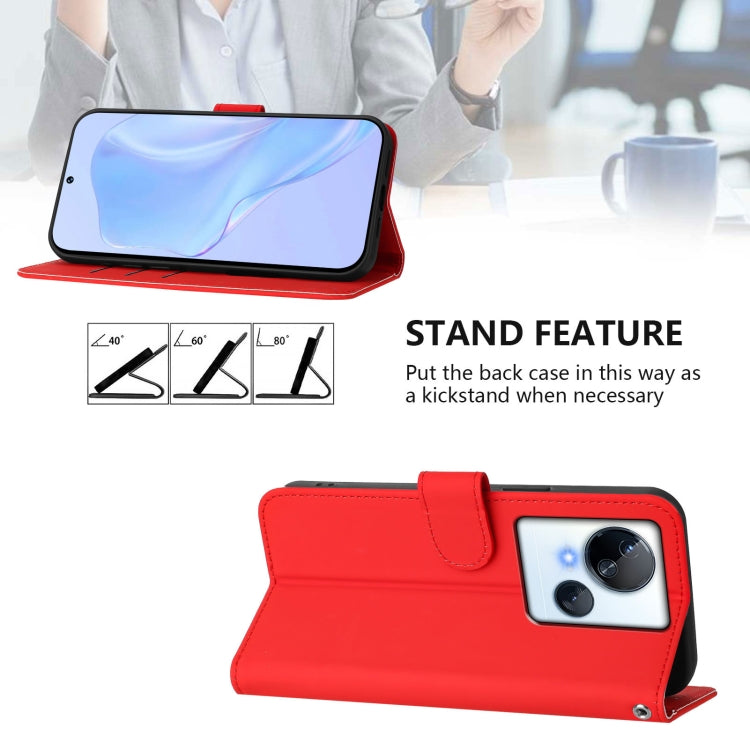 For Tecno Spark 10 5G Skin Feel Solid Color Leather Phone Case with Lanyard