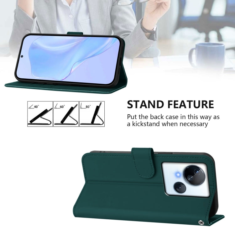 For Tecno Spark 10 5G Skin Feel Solid Color Leather Phone Case with Lanyard