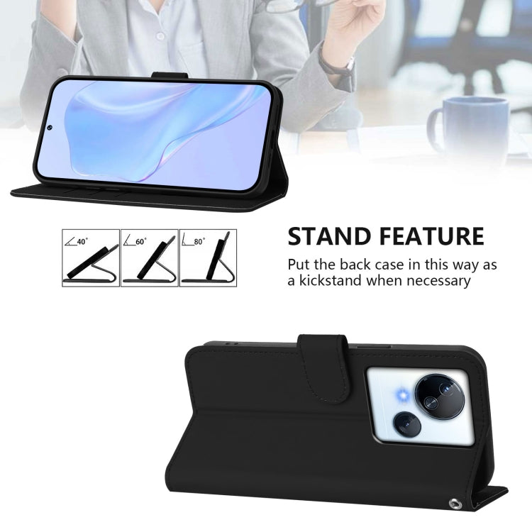 For Tecno Spark 10 5G Skin Feel Solid Color Leather Phone Case with Lanyard
