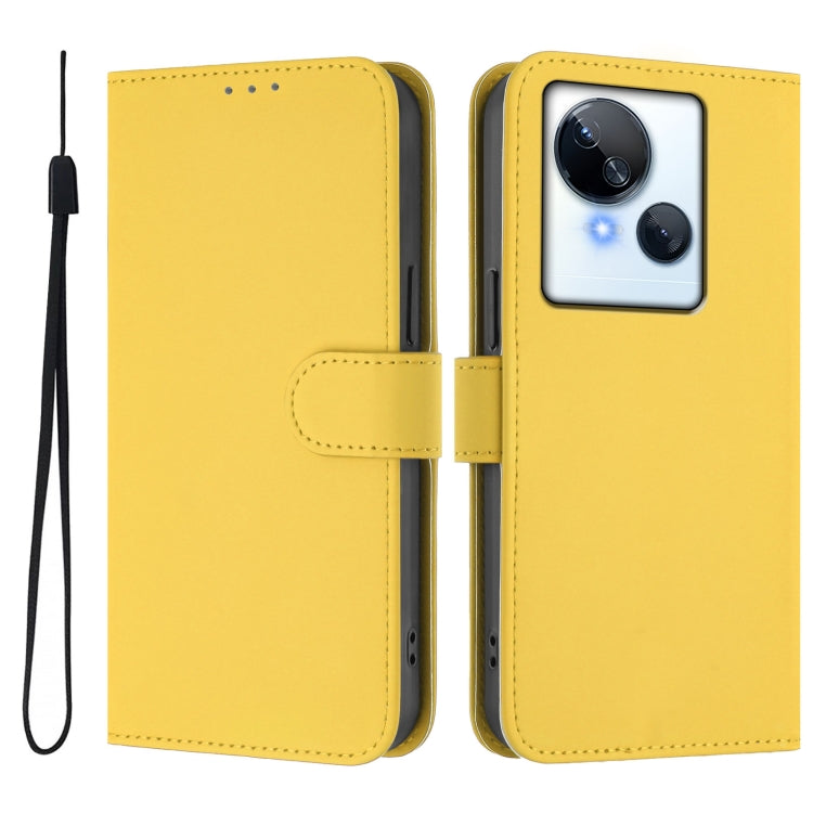 For Tecno Spark 10 5G Skin Feel Solid Color Leather Phone Case with Lanyard
