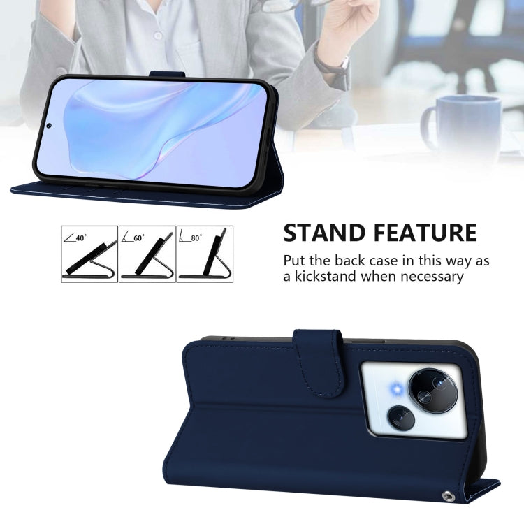 For Tecno Spark 10 5G Skin Feel Solid Color Leather Phone Case with Lanyard