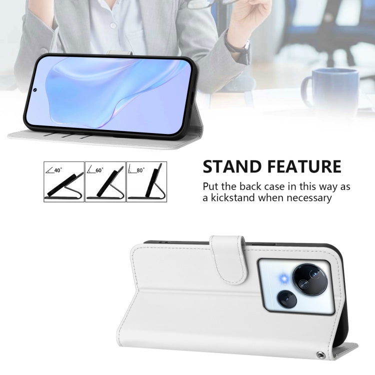 For Tecno Spark 10 5G Skin Feel Solid Color Leather Phone Case with Lanyard