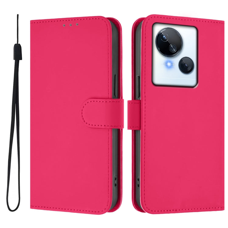 For Tecno Spark 10 5G Skin Feel Solid Color Leather Phone Case with Lanyard