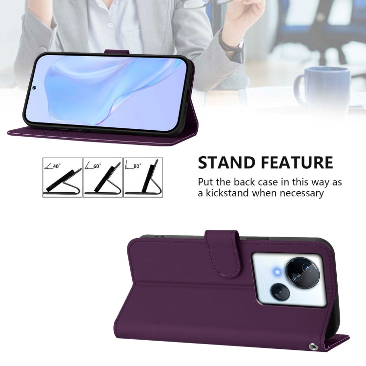 For Tecno Spark 10 5G Skin Feel Solid Color Leather Phone Case with Lanyard