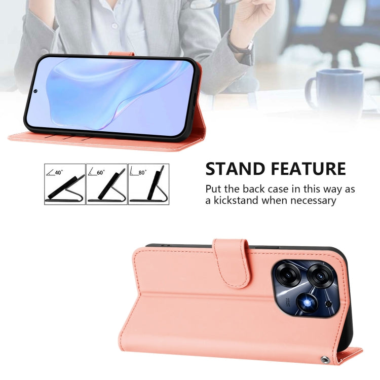 For Tecno Spark 10 Pro 4G Skin Feel Solid Color Leather Phone Case with Lanyard