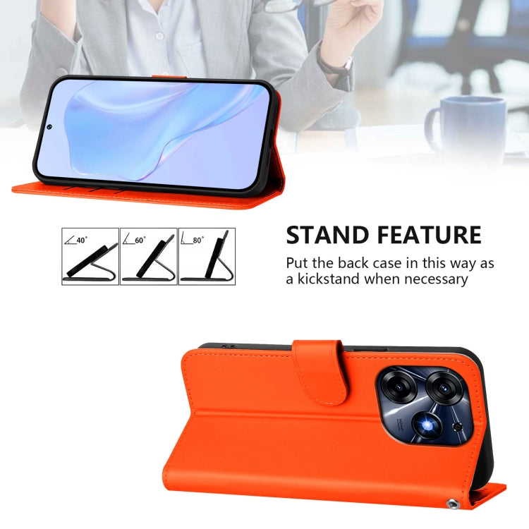 For Tecno Spark 10 Pro 4G Skin Feel Solid Color Leather Phone Case with Lanyard