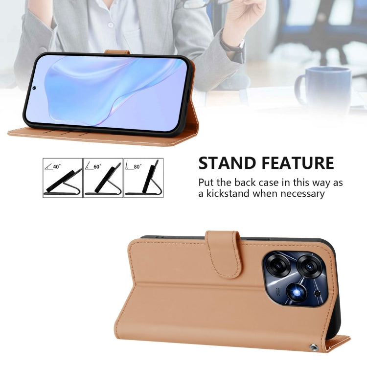 For Tecno Spark 10 Pro 4G Skin Feel Solid Color Leather Phone Case with Lanyard