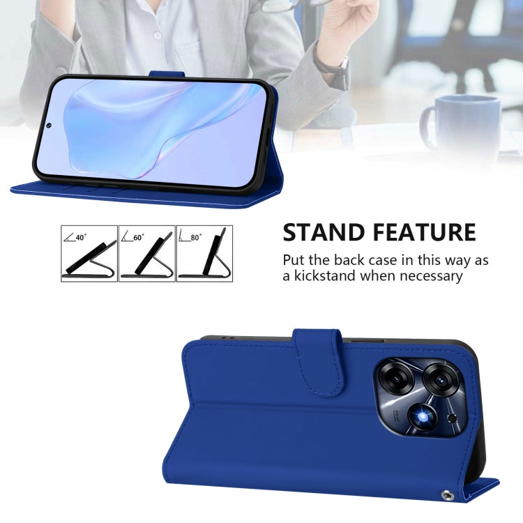 For Tecno Spark 10 Pro 4G Skin Feel Solid Color Leather Phone Case with Lanyard