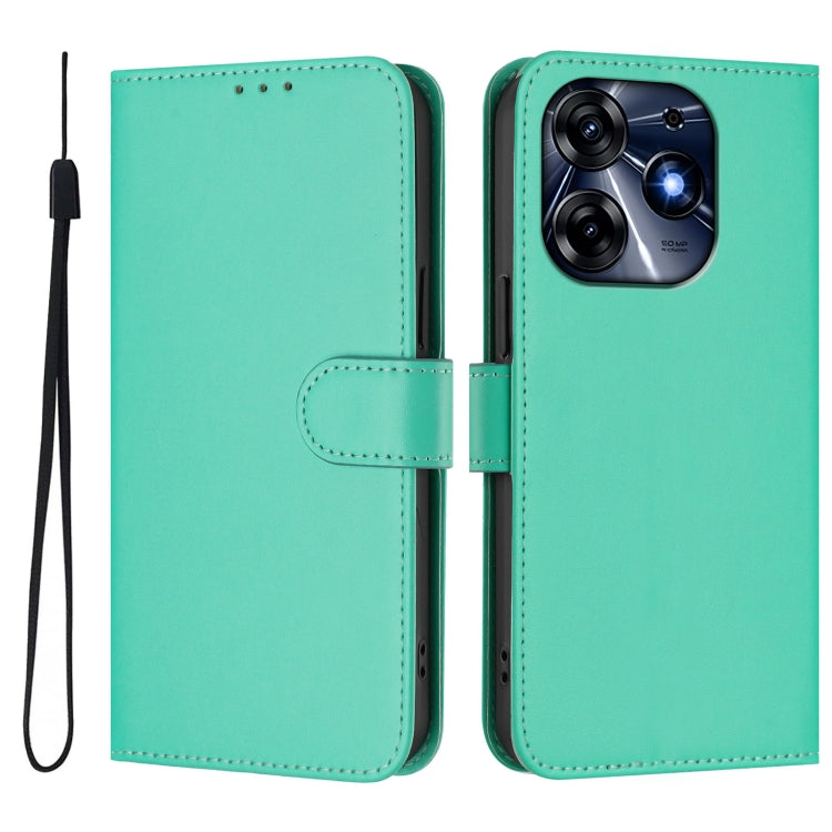 For Tecno Spark 10 Pro 4G Skin Feel Solid Color Leather Phone Case with Lanyard