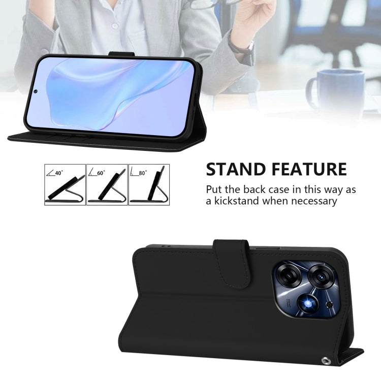 For Tecno Spark 10 Pro 4G Skin Feel Solid Color Leather Phone Case with Lanyard