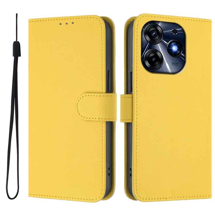 For Tecno Spark 10 Pro 4G Skin Feel Solid Color Leather Phone Case with Lanyard