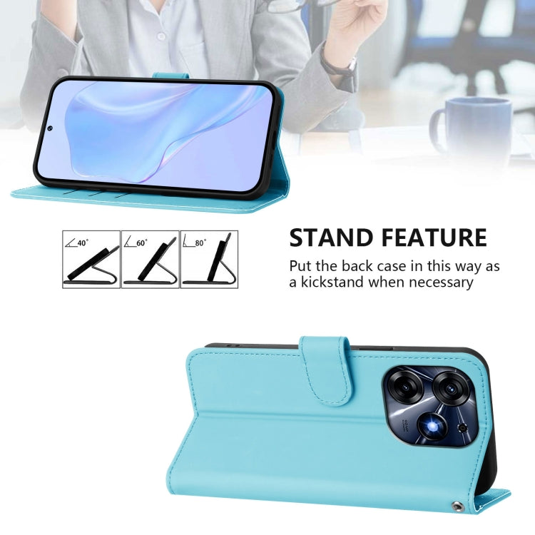 For Tecno Spark 10 Pro 4G Skin Feel Solid Color Leather Phone Case with Lanyard
