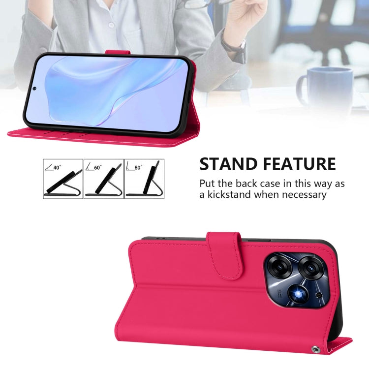 For Tecno Spark 10 Pro 4G Skin Feel Solid Color Leather Phone Case with Lanyard