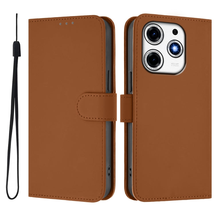For Tecno Spark 10 Pro Magic Skin Feel Solid Color Leather Phone Case with Lanyard