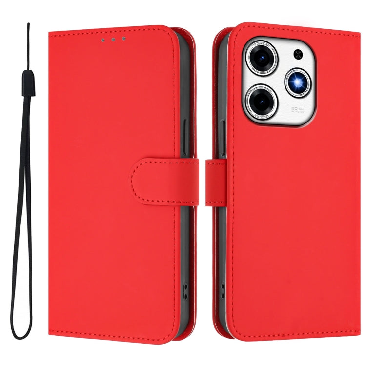 For Tecno Spark 10 Pro Magic Skin Feel Solid Color Leather Phone Case with Lanyard