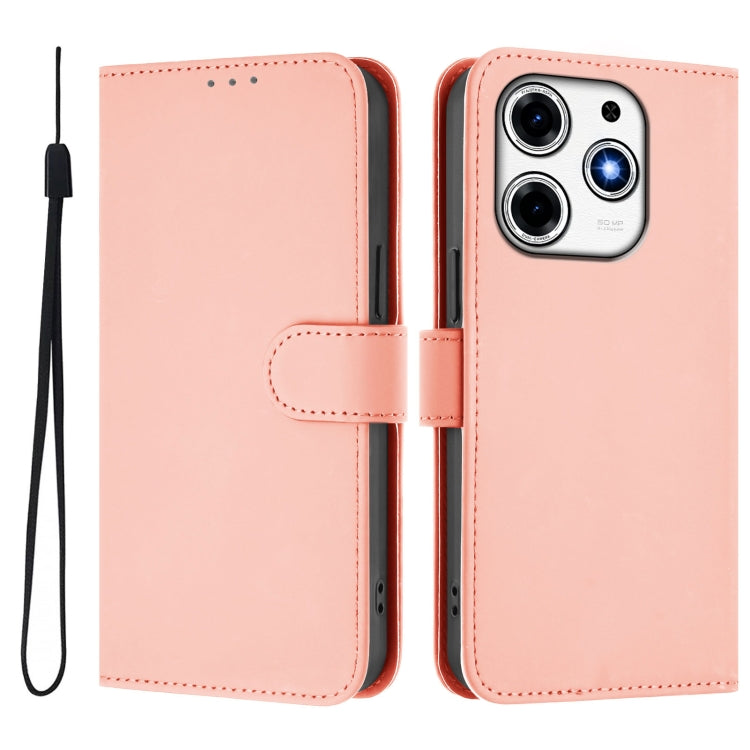 For Tecno Spark 10 Pro Magic Skin Feel Solid Color Leather Phone Case with Lanyard
