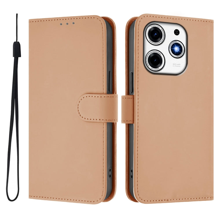 For Tecno Spark 10 Pro Magic Skin Feel Solid Color Leather Phone Case with Lanyard