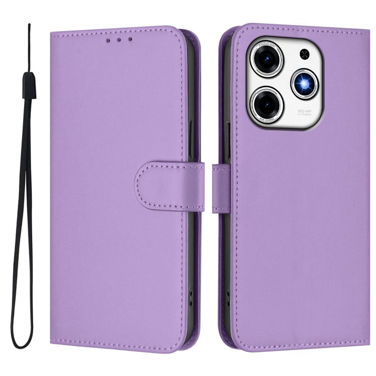 For Tecno Spark 10 Pro Magic Skin Feel Solid Color Leather Phone Case with Lanyard