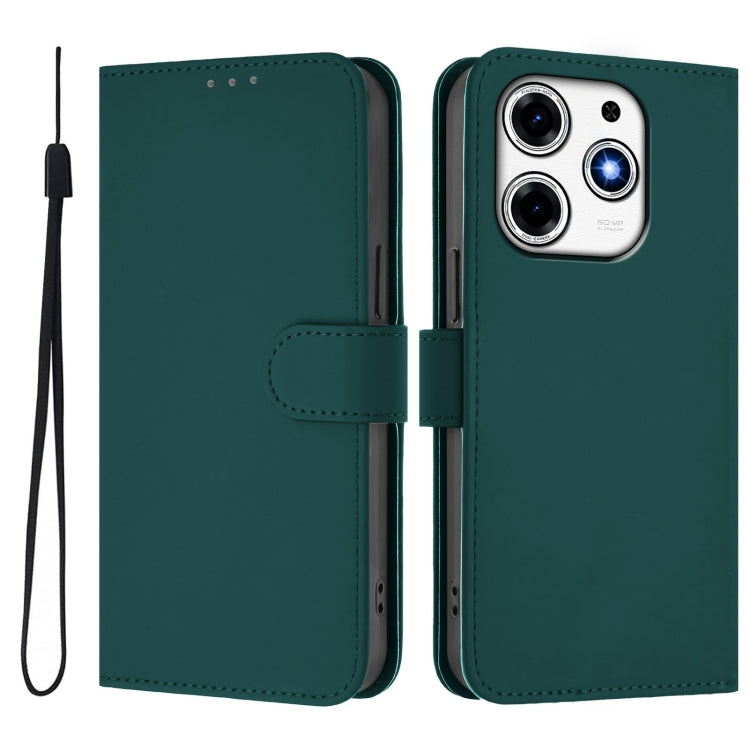 For Tecno Spark 10 Pro Magic Skin Feel Solid Color Leather Phone Case with Lanyard