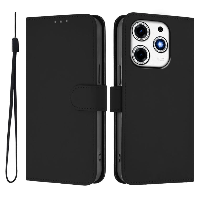 For Tecno Spark 10 Pro Magic Skin Feel Solid Color Leather Phone Case with Lanyard