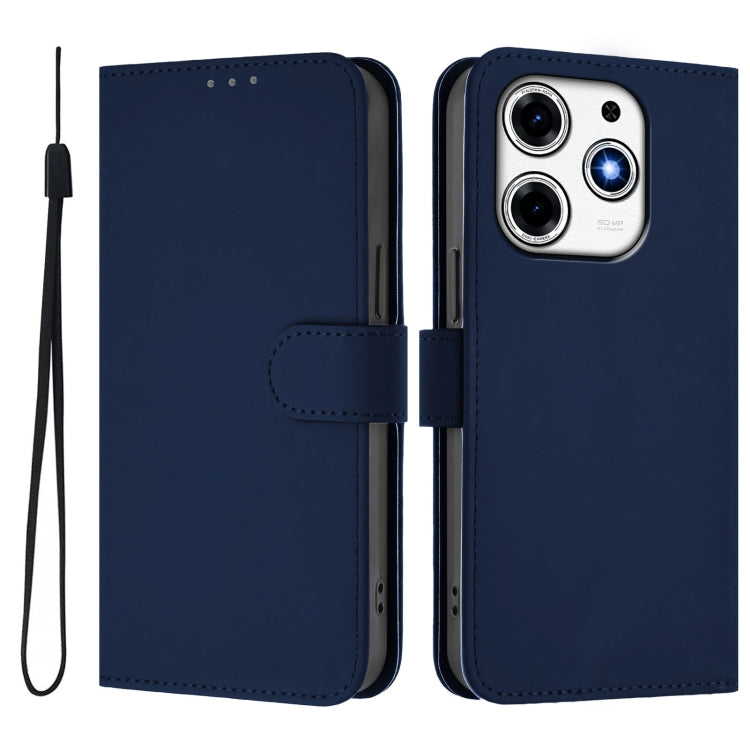 For Tecno Spark 10 Pro Magic Skin Feel Solid Color Leather Phone Case with Lanyard