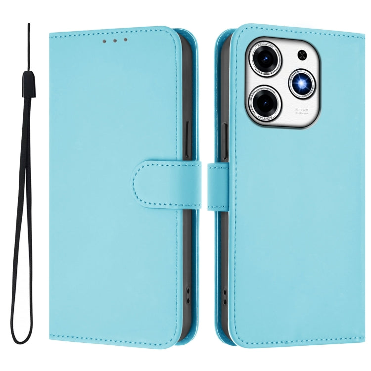 For Tecno Spark 10 Pro Magic Skin Feel Solid Color Leather Phone Case with Lanyard
