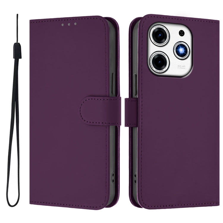For Tecno Spark 10 Pro Magic Skin Feel Solid Color Leather Phone Case with Lanyard