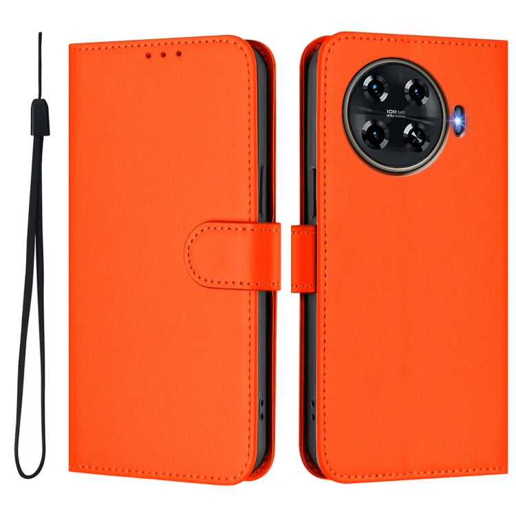 For Tecno Spark 20 Pro+ 4G Skin Feel Solid Color Leather Phone Case with Lanyard