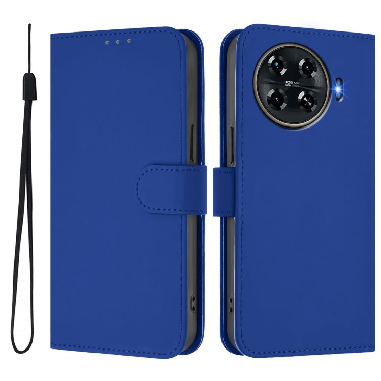 For Tecno Spark 20 Pro+ 4G Skin Feel Solid Color Leather Phone Case with Lanyard