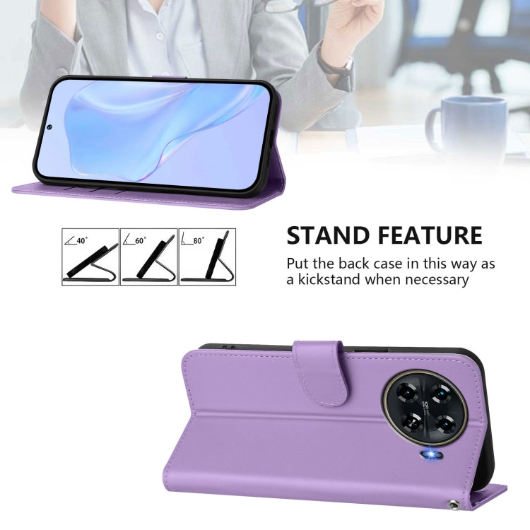 For Tecno Spark 20 Pro+ 4G Skin Feel Solid Color Leather Phone Case with Lanyard