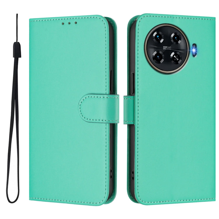 For Tecno Spark 20 Pro+ 4G Skin Feel Solid Color Leather Phone Case with Lanyard