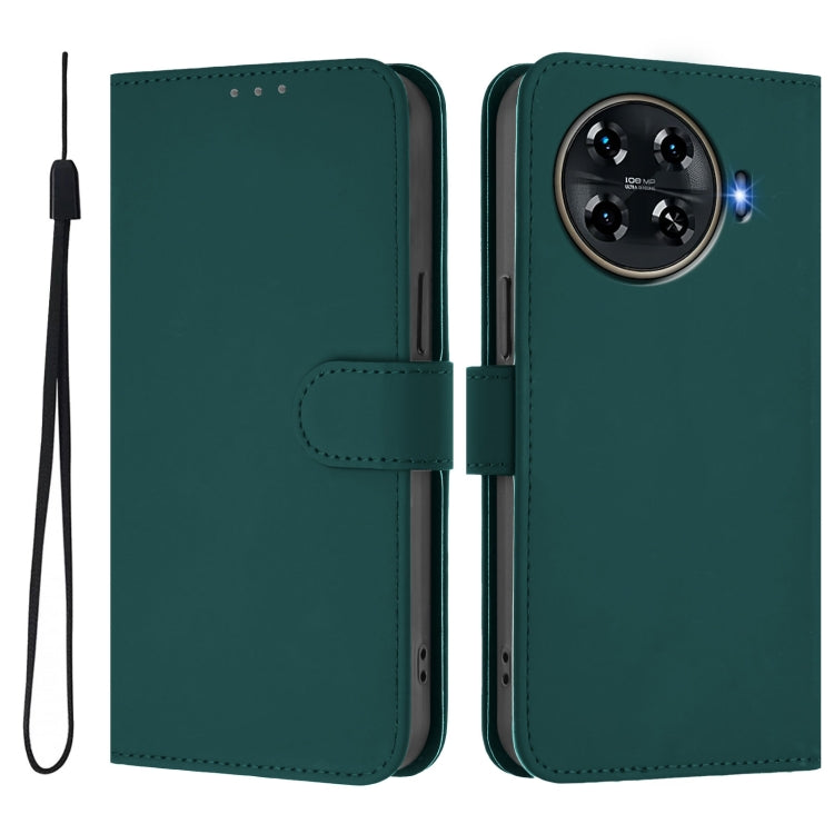 For Tecno Spark 20 Pro+ 4G Skin Feel Solid Color Leather Phone Case with Lanyard