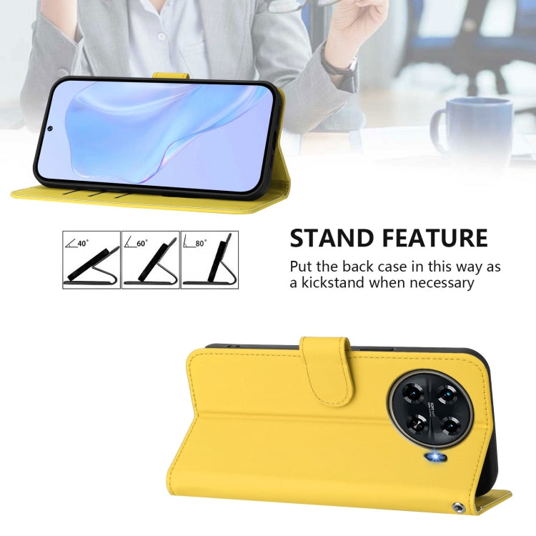For Tecno Spark 20 Pro+ 4G Skin Feel Solid Color Leather Phone Case with Lanyard