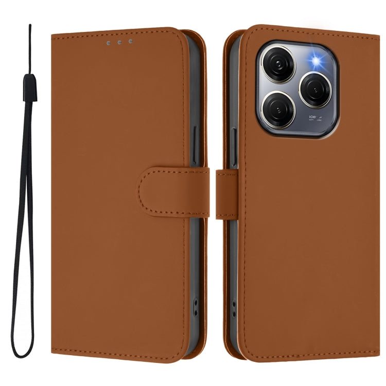 For Tecno Spark 20 Pro 5G Skin Feel Solid Color Leather Phone Case with Lanyard