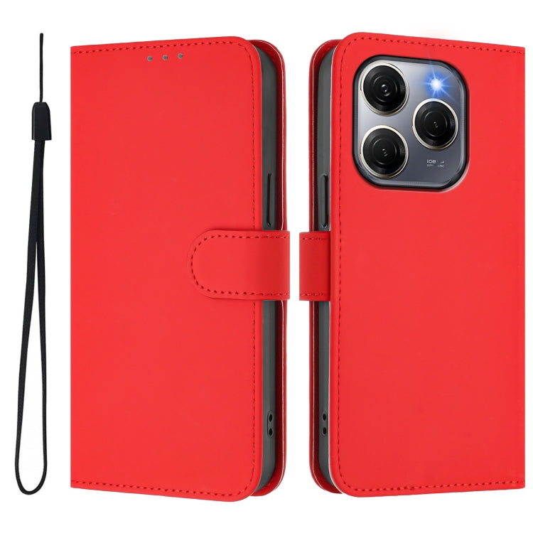 For Tecno Spark 20 Pro 5G Skin Feel Solid Color Leather Phone Case with Lanyard